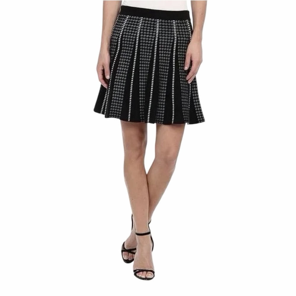 BCBGMaxAzria Black and White Knit Skater Skirt